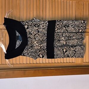 St. Tropez West Brand Women's Sleeveless Tribal Black & Cream Blouse-Like New